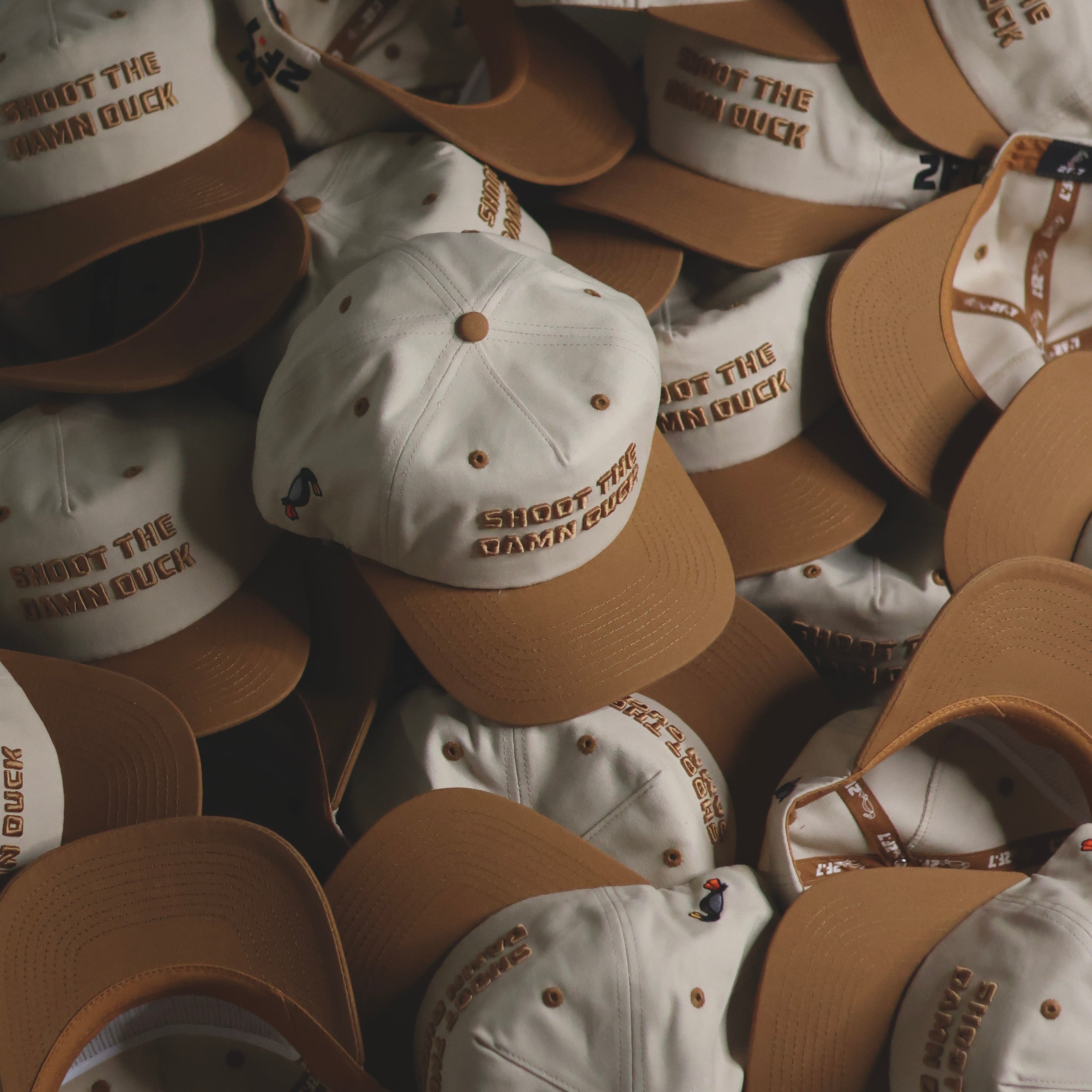 “Shoot The Damn Duck” Tan / Brown Canvas Hat