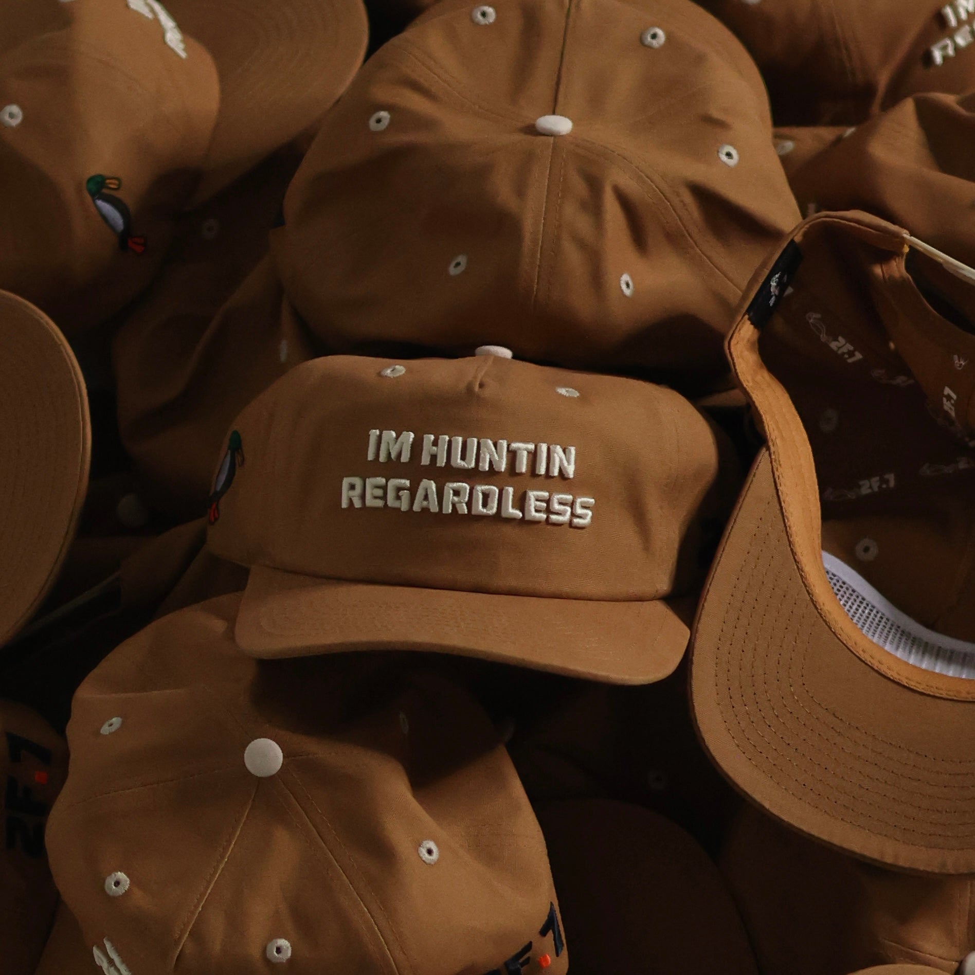 “Im Huntin Regardless” Brown Canvas Hat