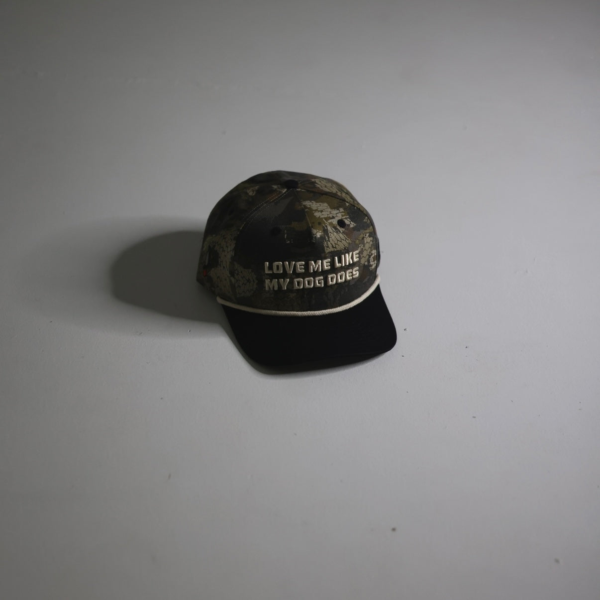 “Love Me Like My Dog Does” Optifade Timber Rope Hat