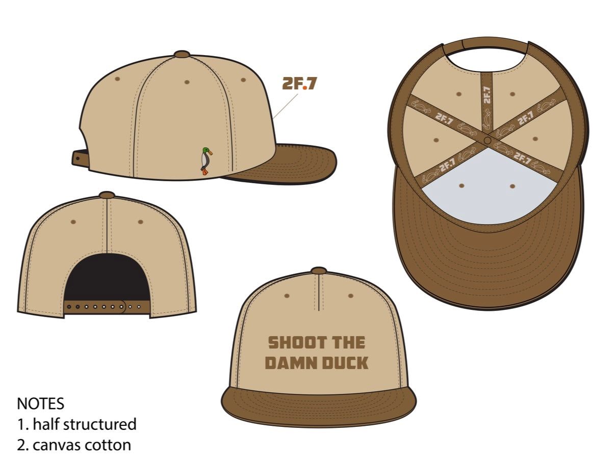 “Shoot The Damn Duck” Tan / Brown Canvas Hat